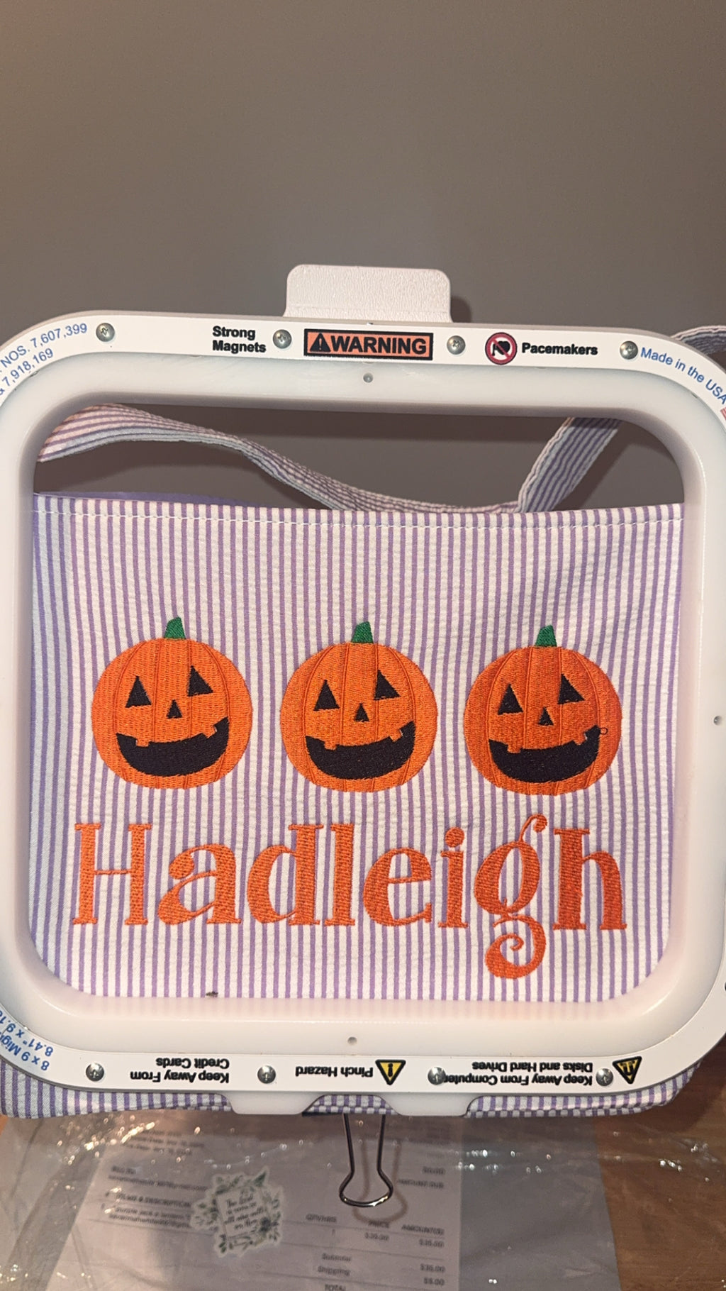 Embroidered Halloween baskets