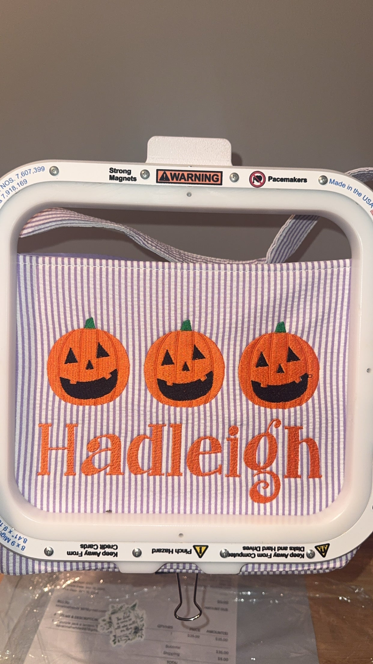 Embroidered Halloween baskets