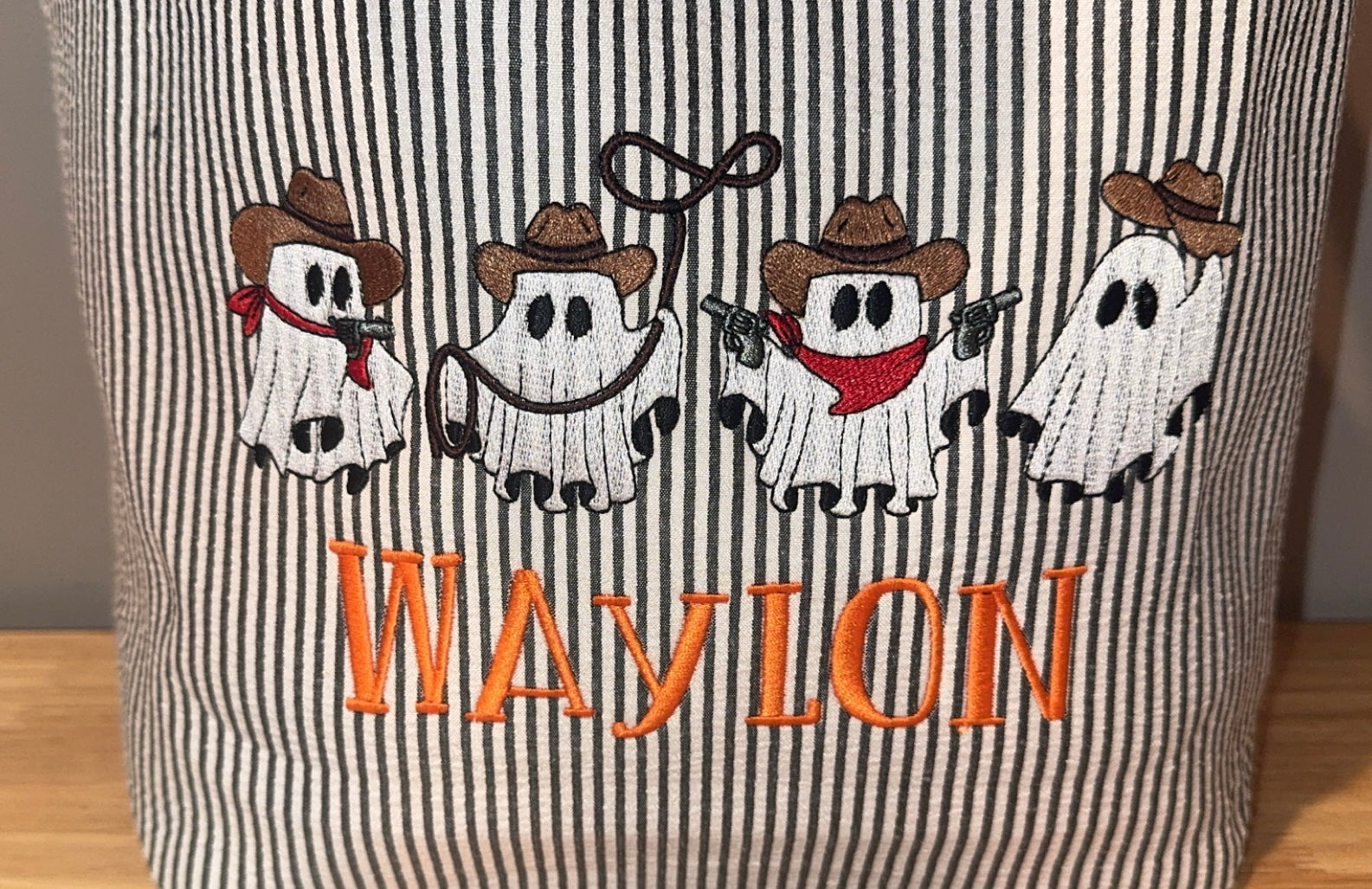 Embroidered Halloween baskets
