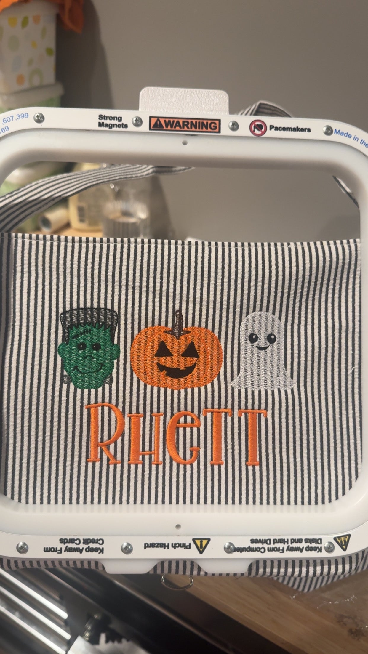 Embroidered Halloween baskets