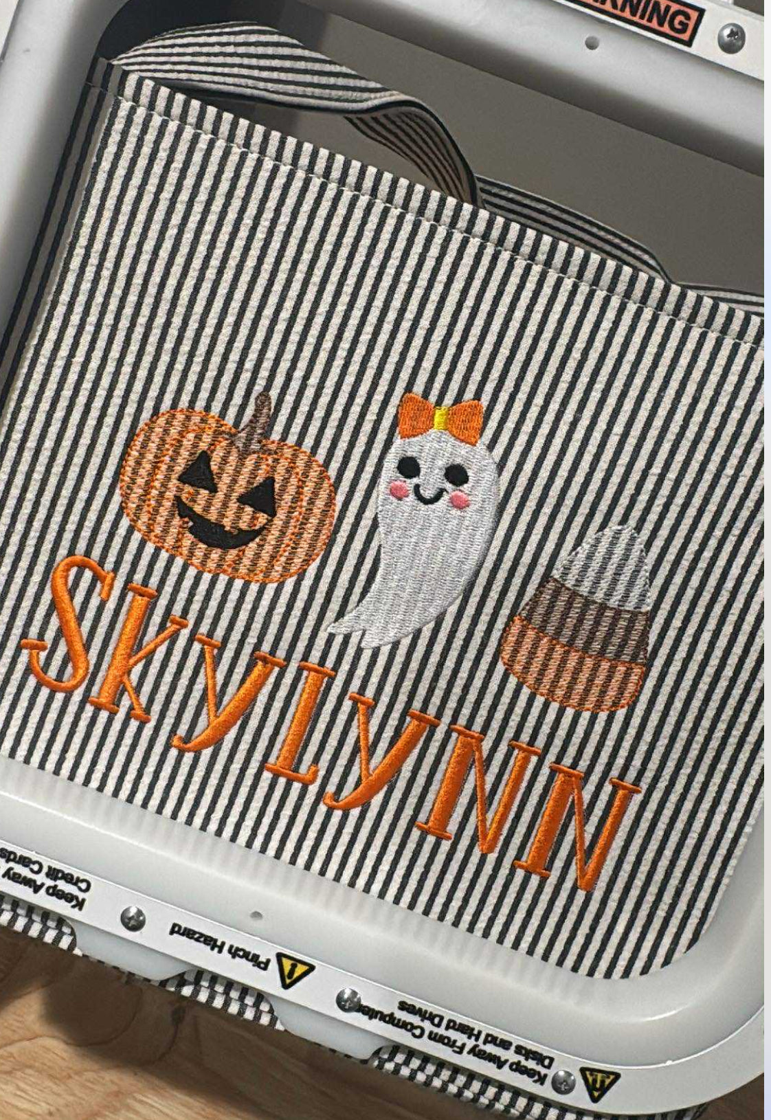 Embroidered Halloween baskets
